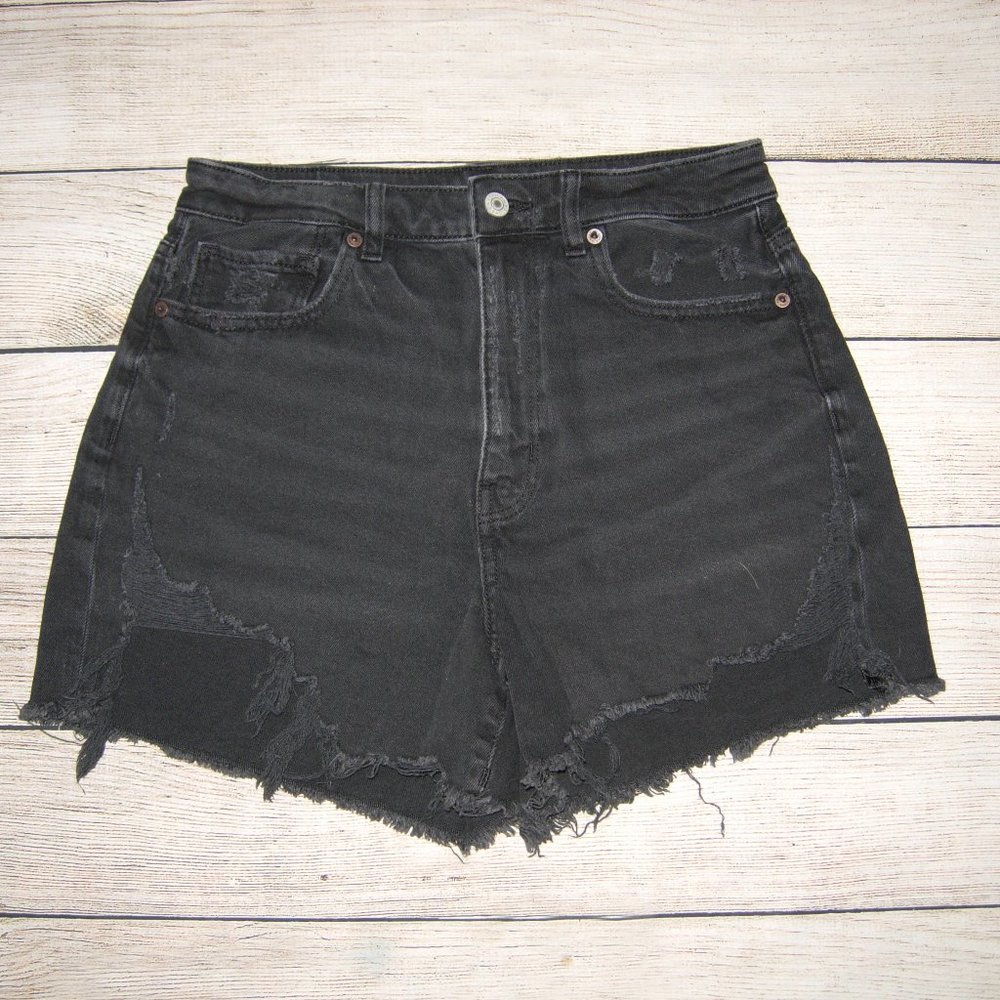 American Eagle Black Distressed Raw Hem Cut Off Shorts 8